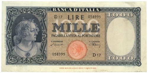 1000 lire italia ornata - lire,