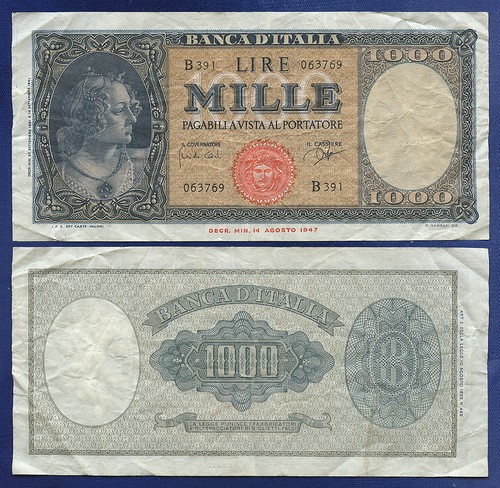 Italy 1000 lire - 1961, very